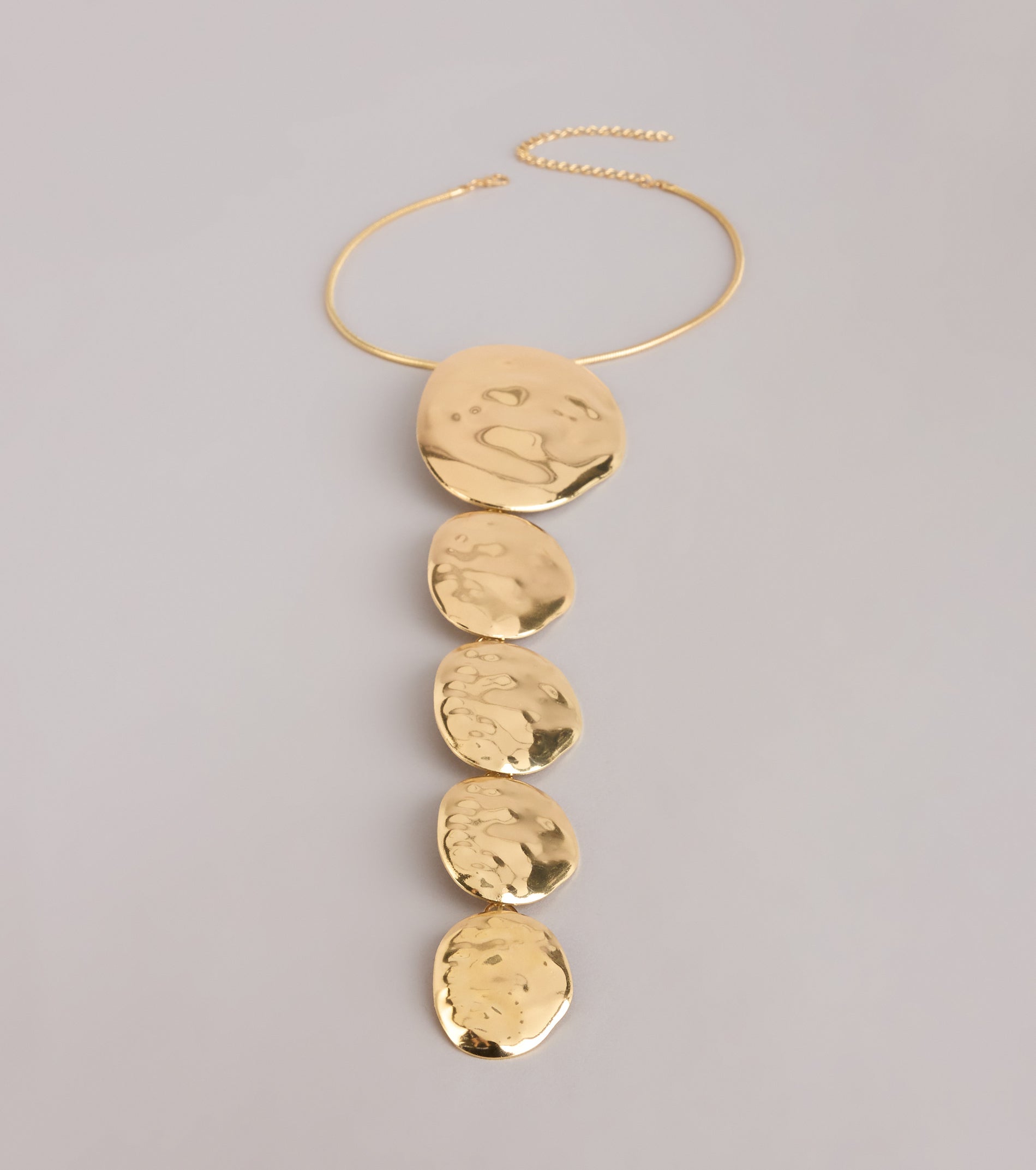 Dripping In Drama Hammered Lariat Necklace