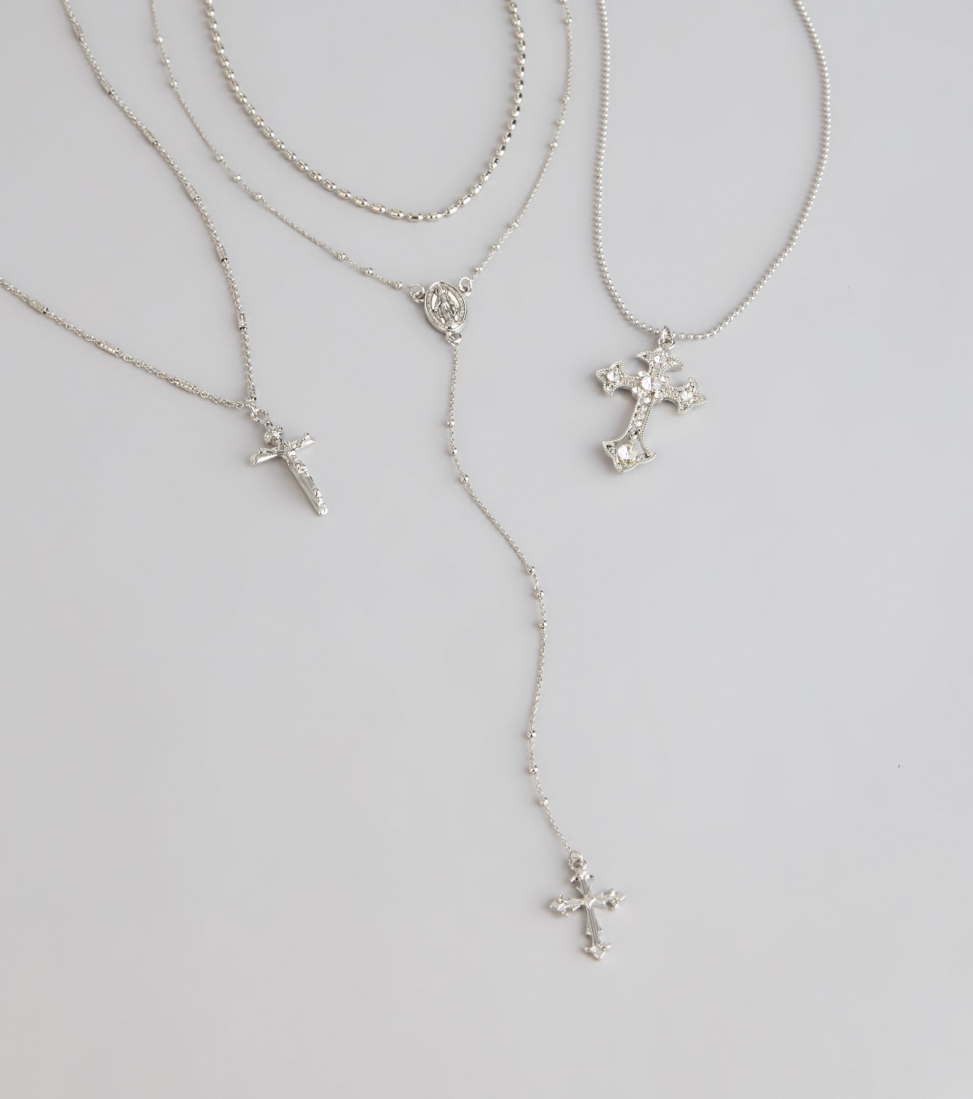 Keep It Layered Cross Charm Necklace Set