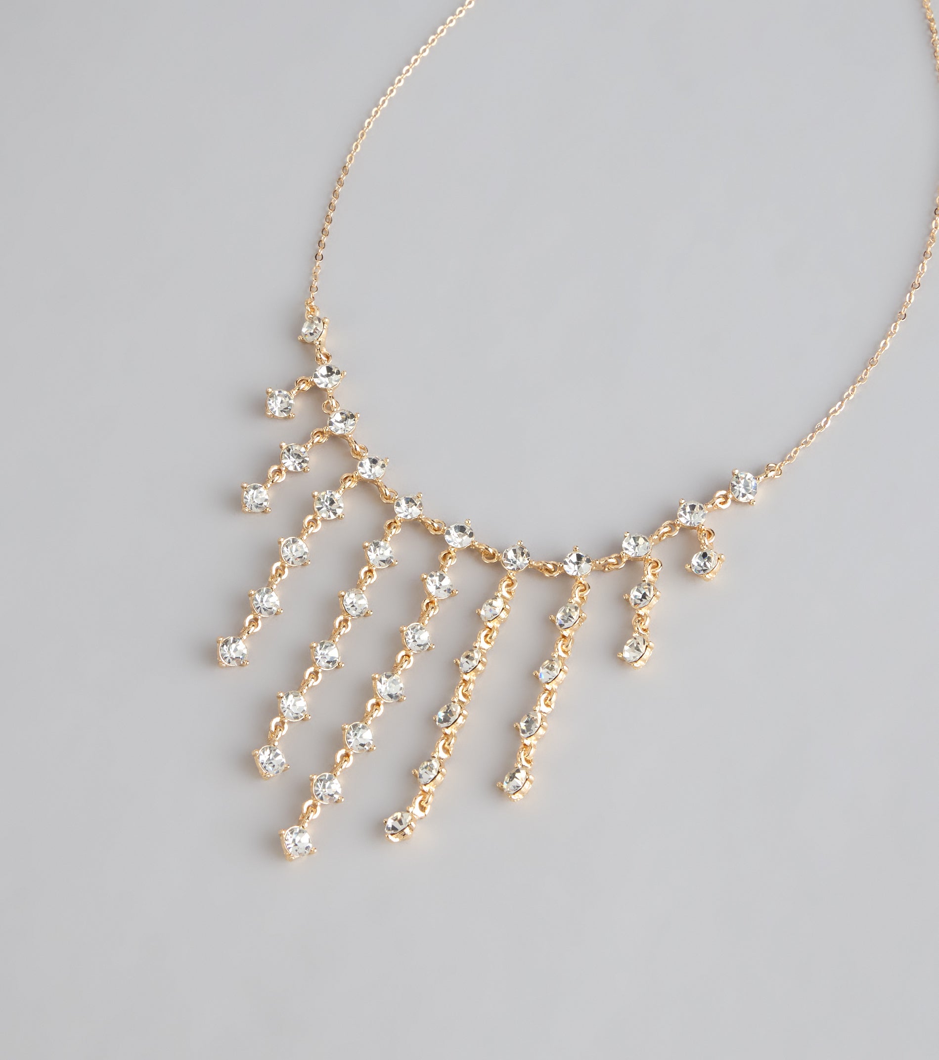 Dripping In Rhinestones Fringe Necklace