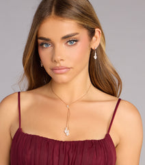 Soft Sparkle Rhinestone Lariat Necklace And Earrings Set