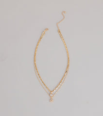 Pretty Glam Rhinestone Flower Charm Layered Necklace