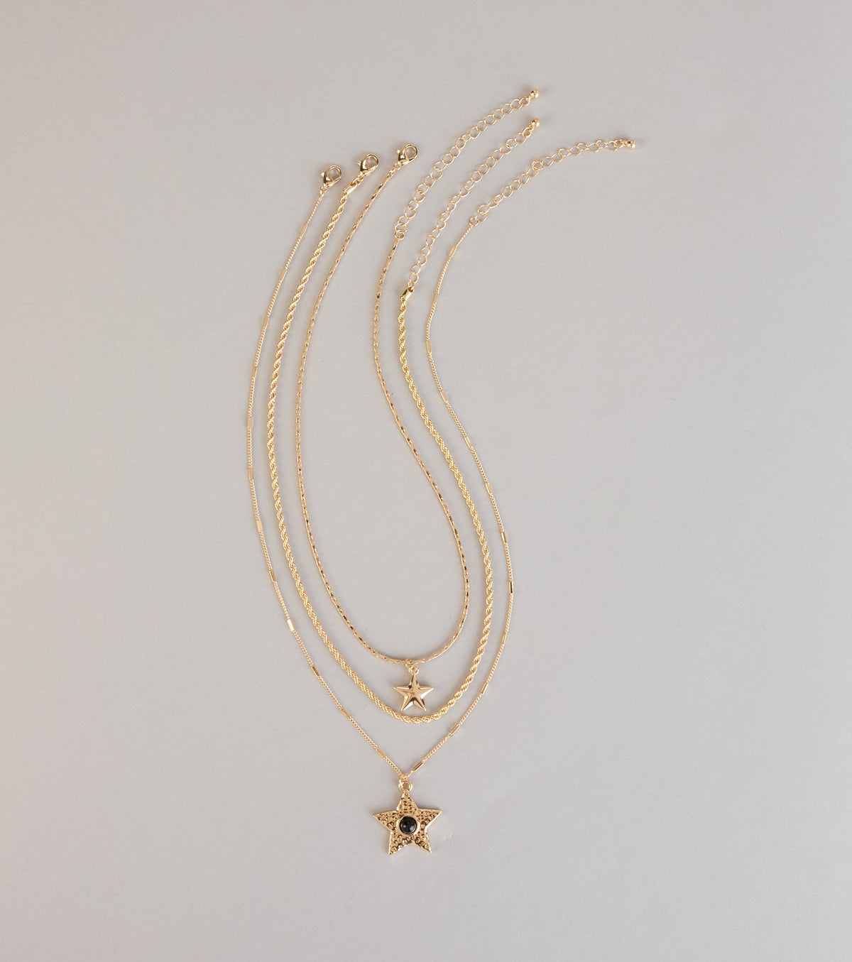 Soft Spark Star Charm Layered Necklace Set