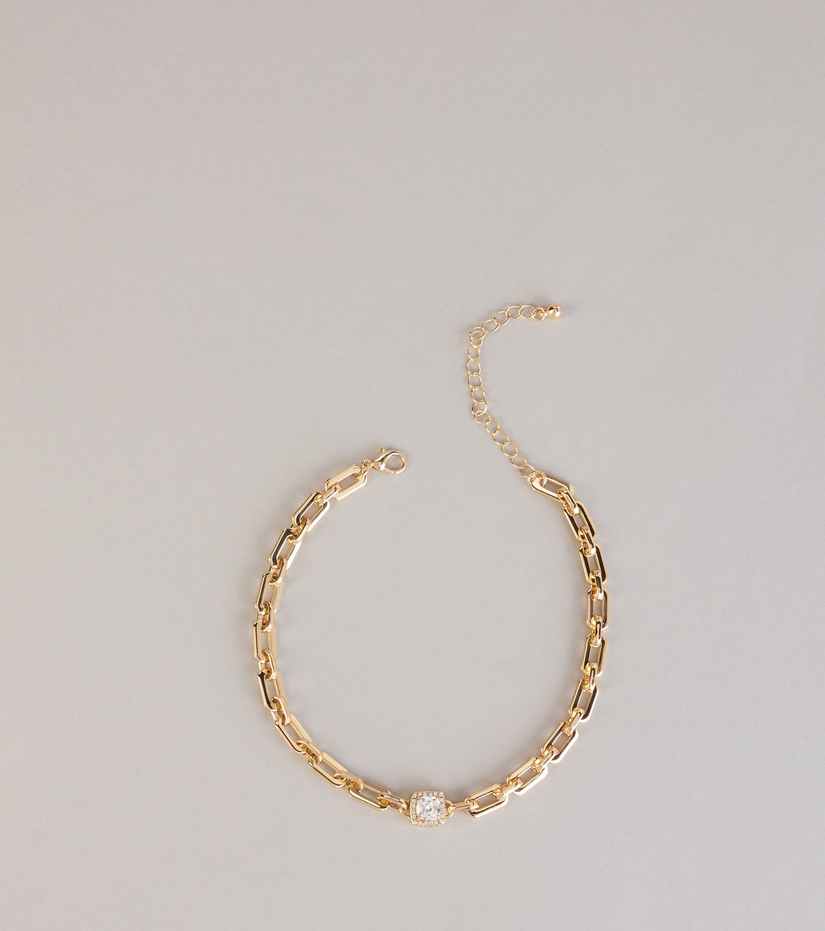 Locked In Shine Rhinestone Chunky Chain Necklace