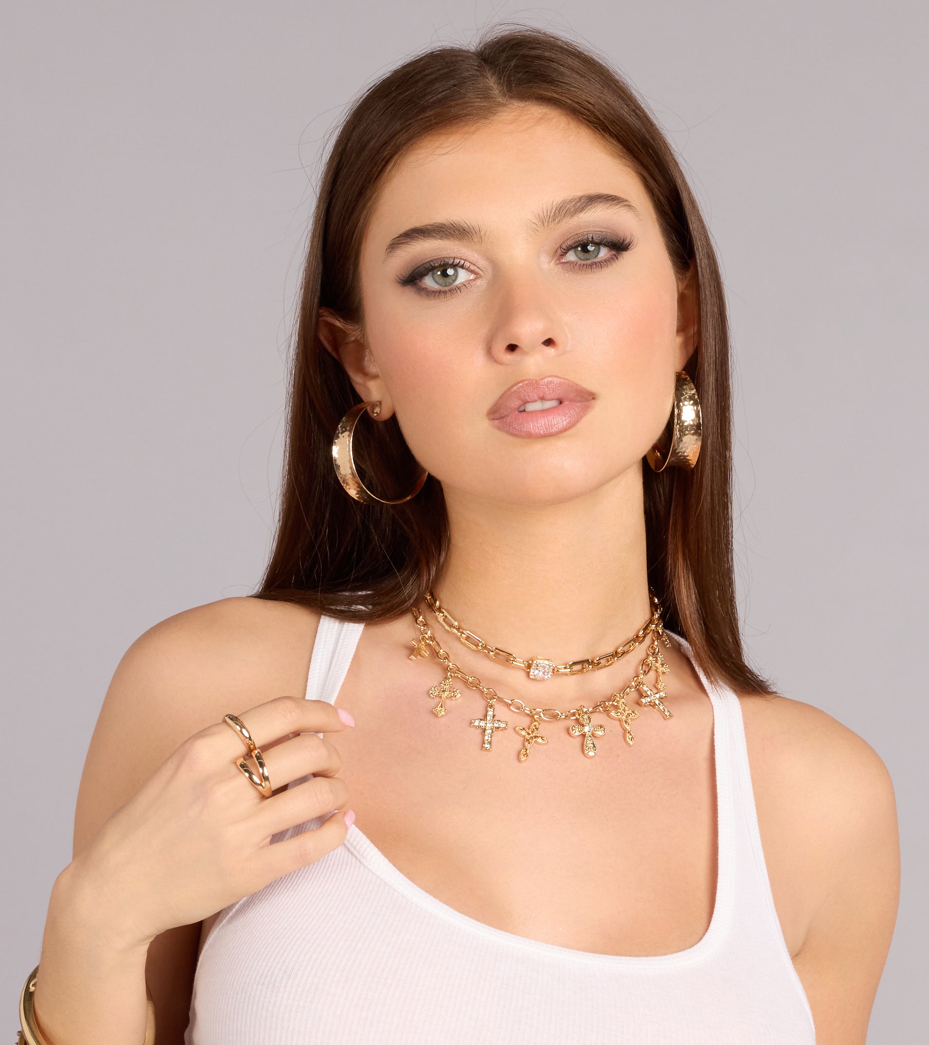 Locked In Shine Rhinestone Chunky Chain Necklace