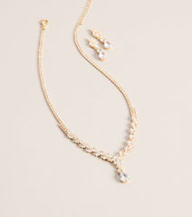 Catch The Light Rhinestone Necklace And Earrings Set