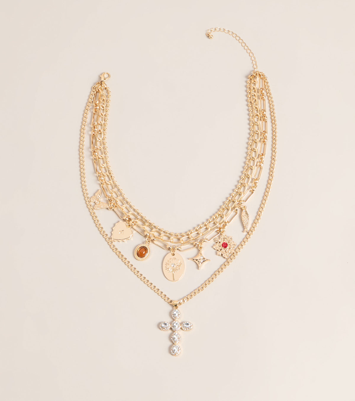 Charm Check Layered Chain Necklace