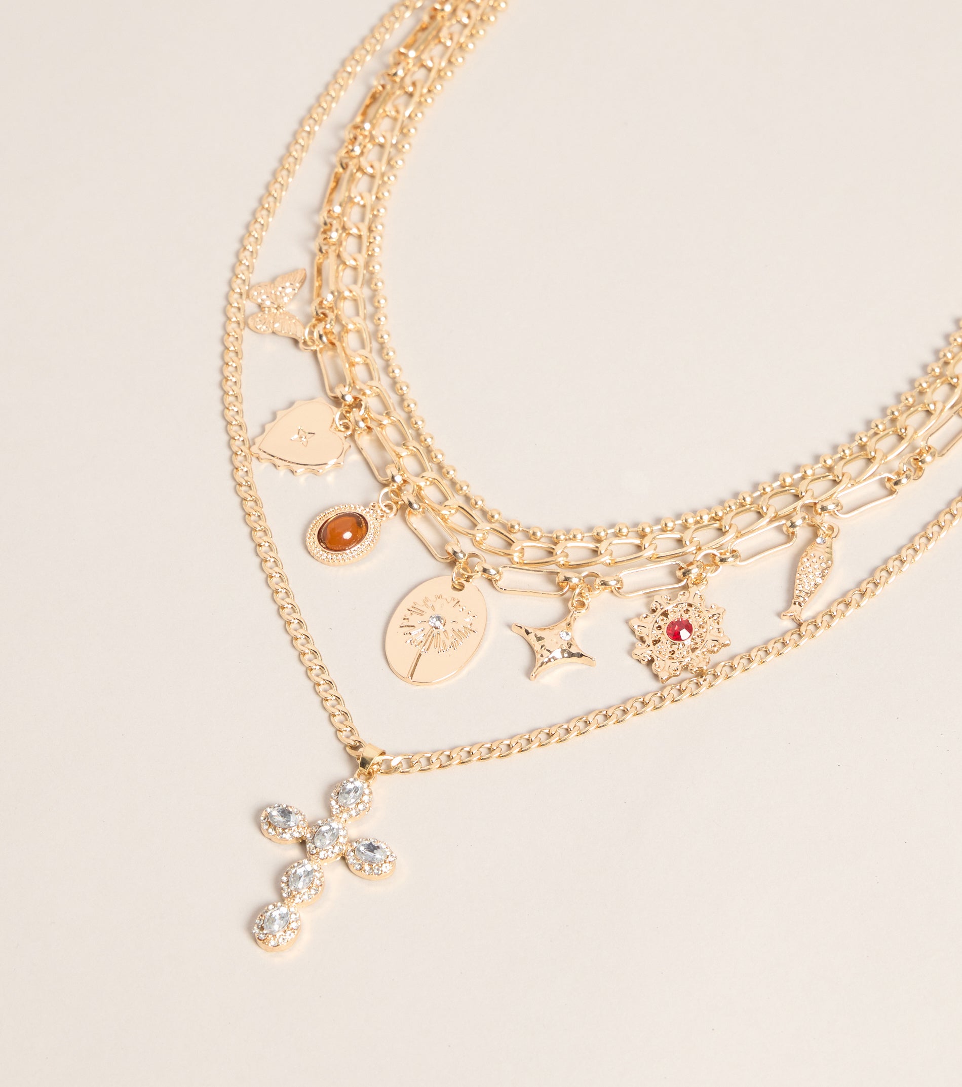 Charm Check Layered Chain Necklace