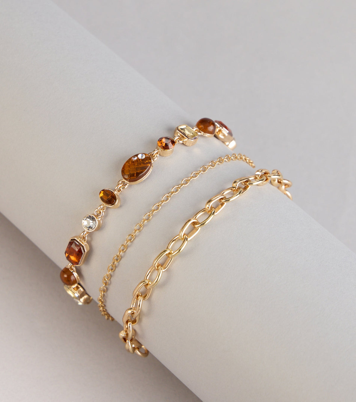 Stack The Shine Stone Chain Bracelet Set