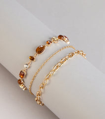 Stack The Shine Stone Chain Bracelet Set