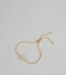 Soft Shimmer Rhinestone Cross Slider Bracelet