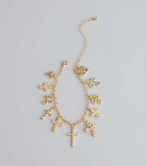 Charm Drop Cross Charm Anklet