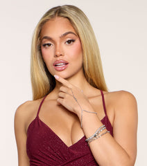 Shine On Repeat Rhinestone Hand Chain Bracelet Set