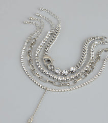 Shine On Repeat Rhinestone Hand Chain Bracelet Set