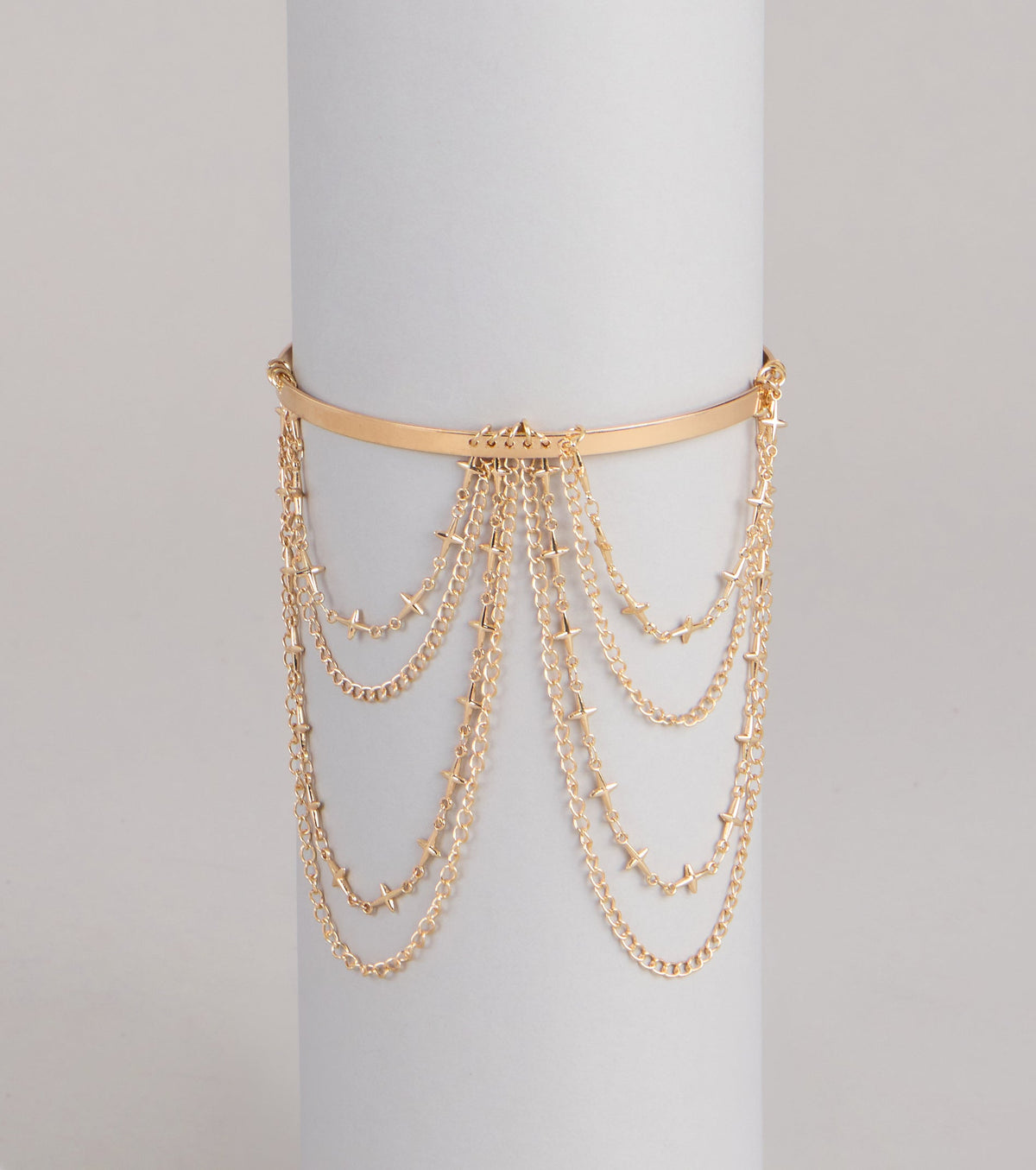 Layered Drama Cross Charm Arm Cuff