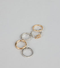 Stacked And Sparkling Rhinestone Ring Set