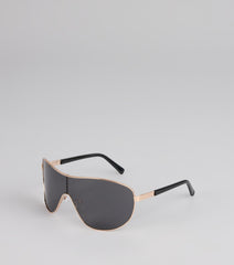 Wave Frame Oversized Shield Sunglasses