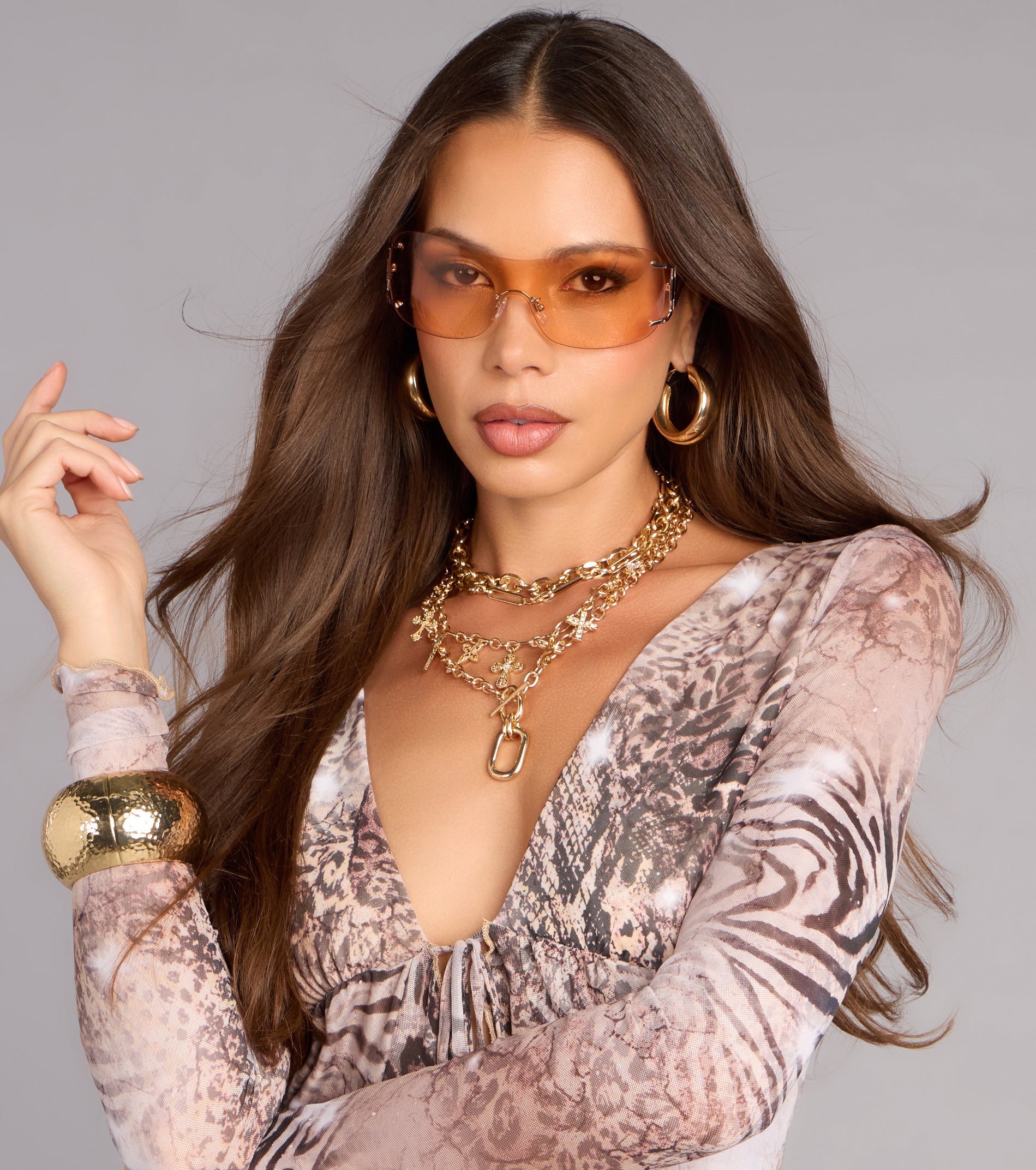 It Girl Energy Rimless Shield Sunglasses