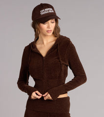 Cozy Girl Chenille Knit Zip-Up Hoodie