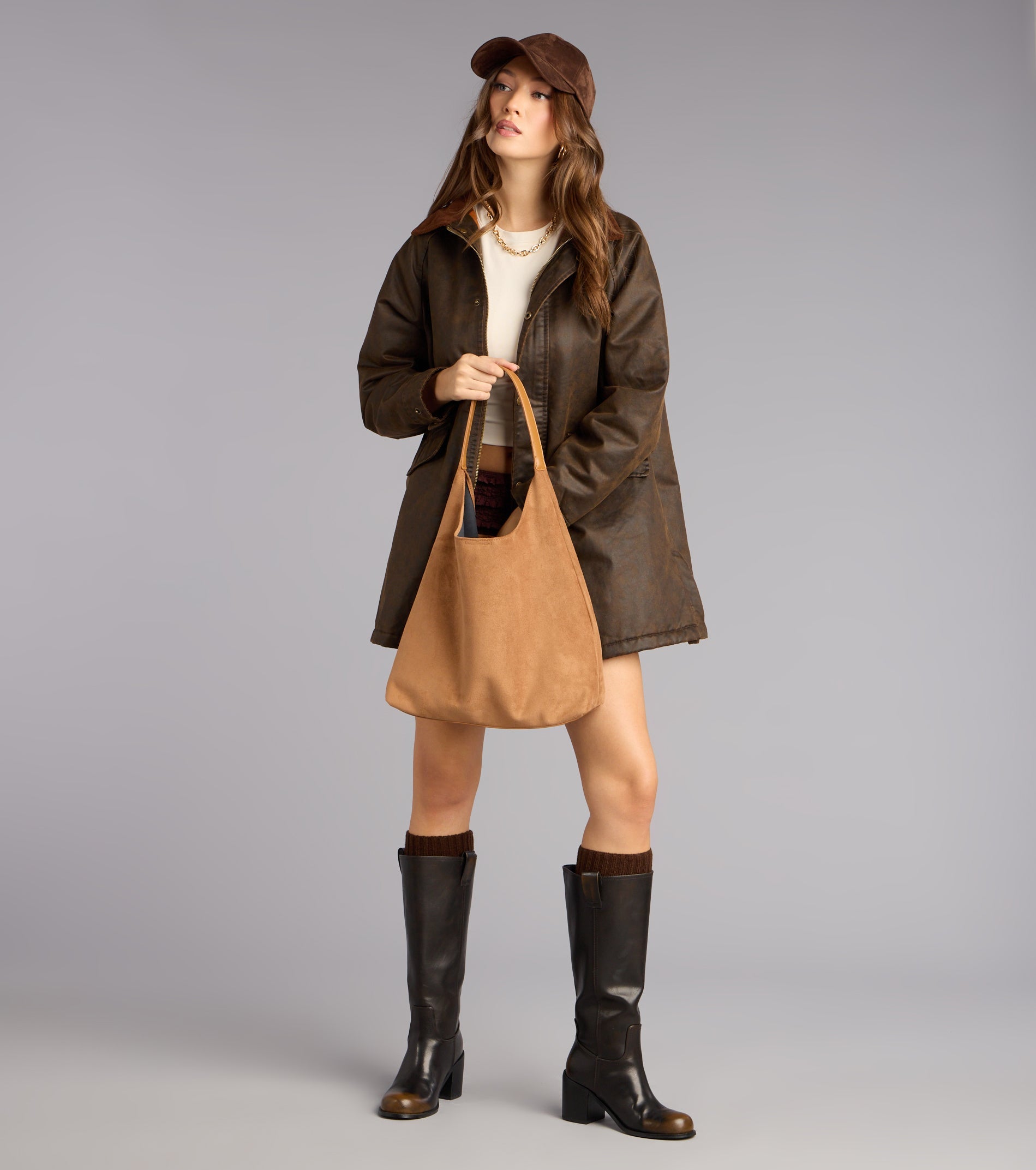 Out And About Faux Suede Tote Bag