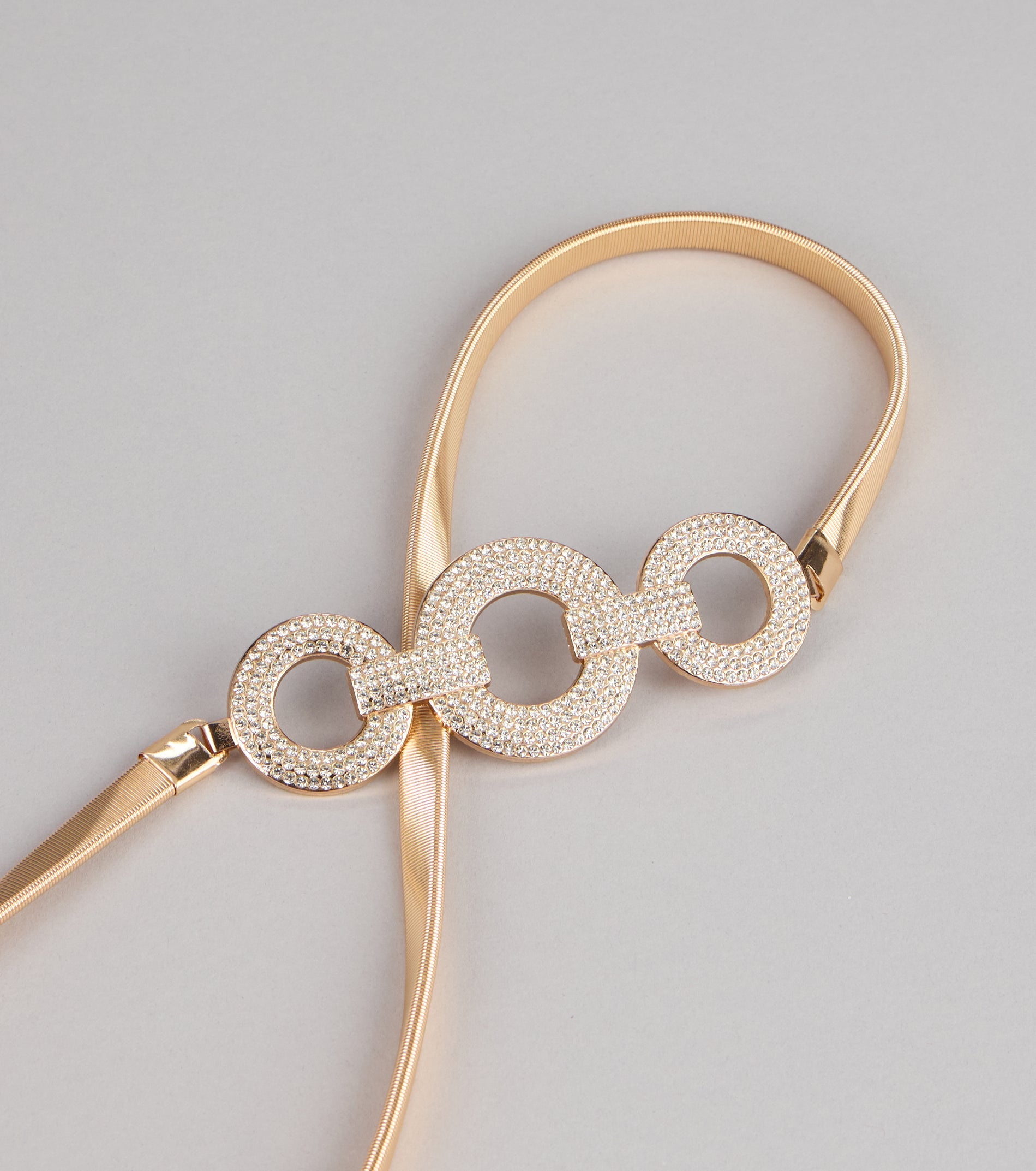 Sparkle Stunner Rhinestone Triple O-Ring Stretch Belt