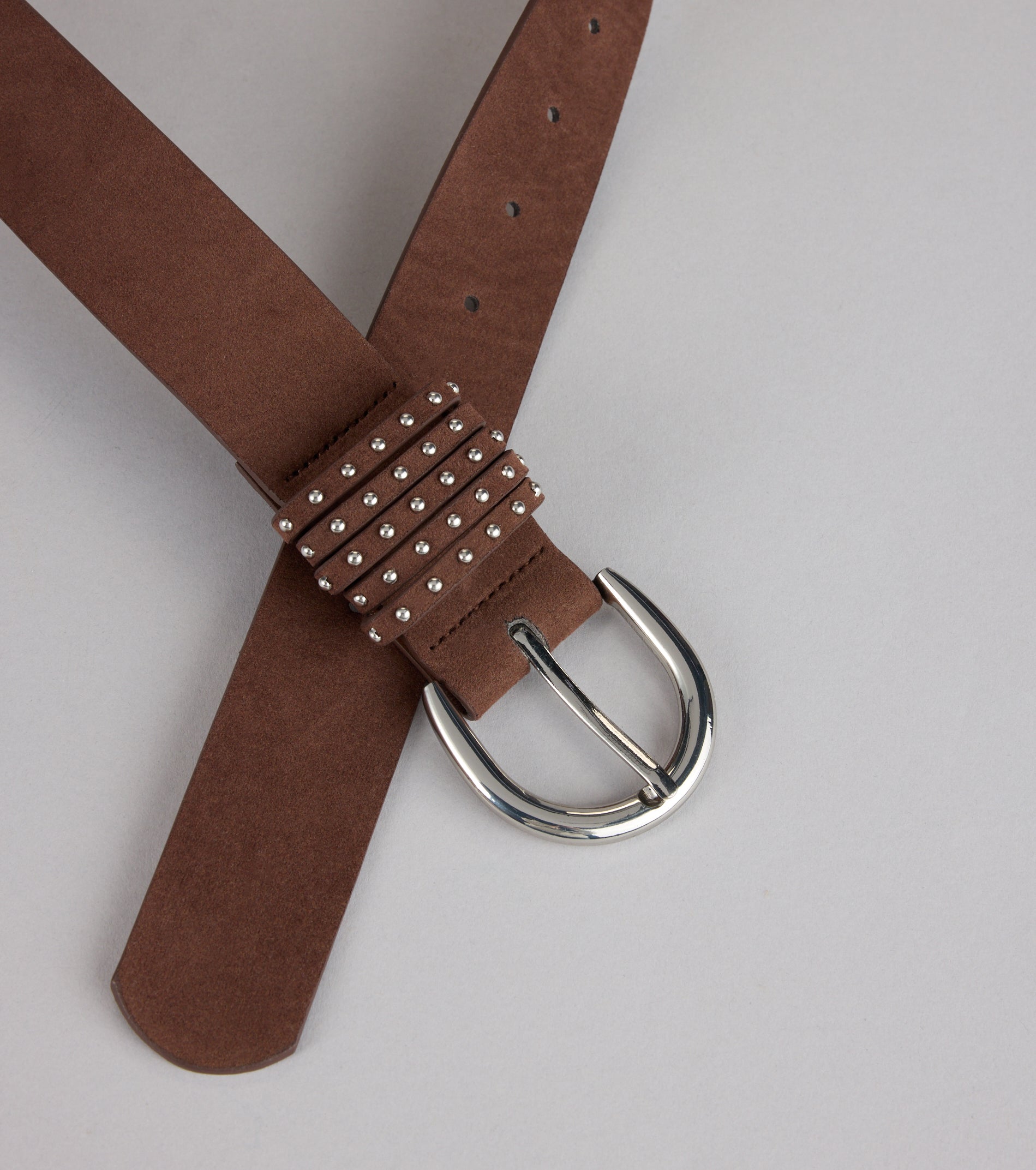 Effortless Attitude Studded Faux Suede Belt