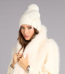 Snow Angel Pearl Bow Beanie