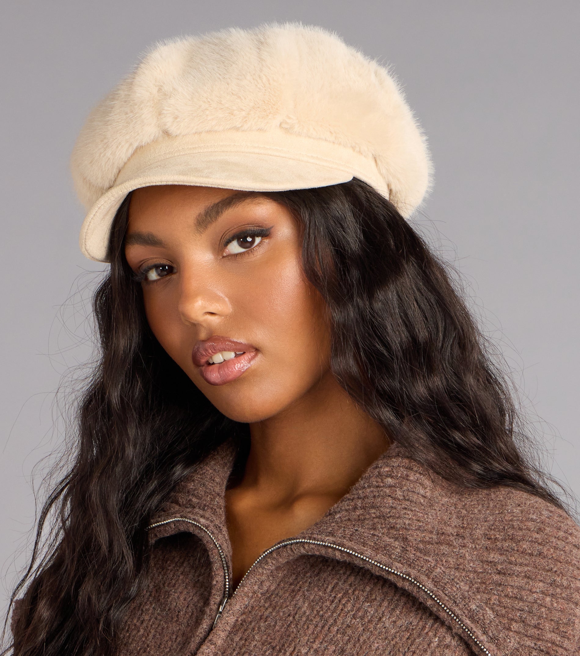 Cozy On Repeat Faux Fur Suede Cabby Hat
