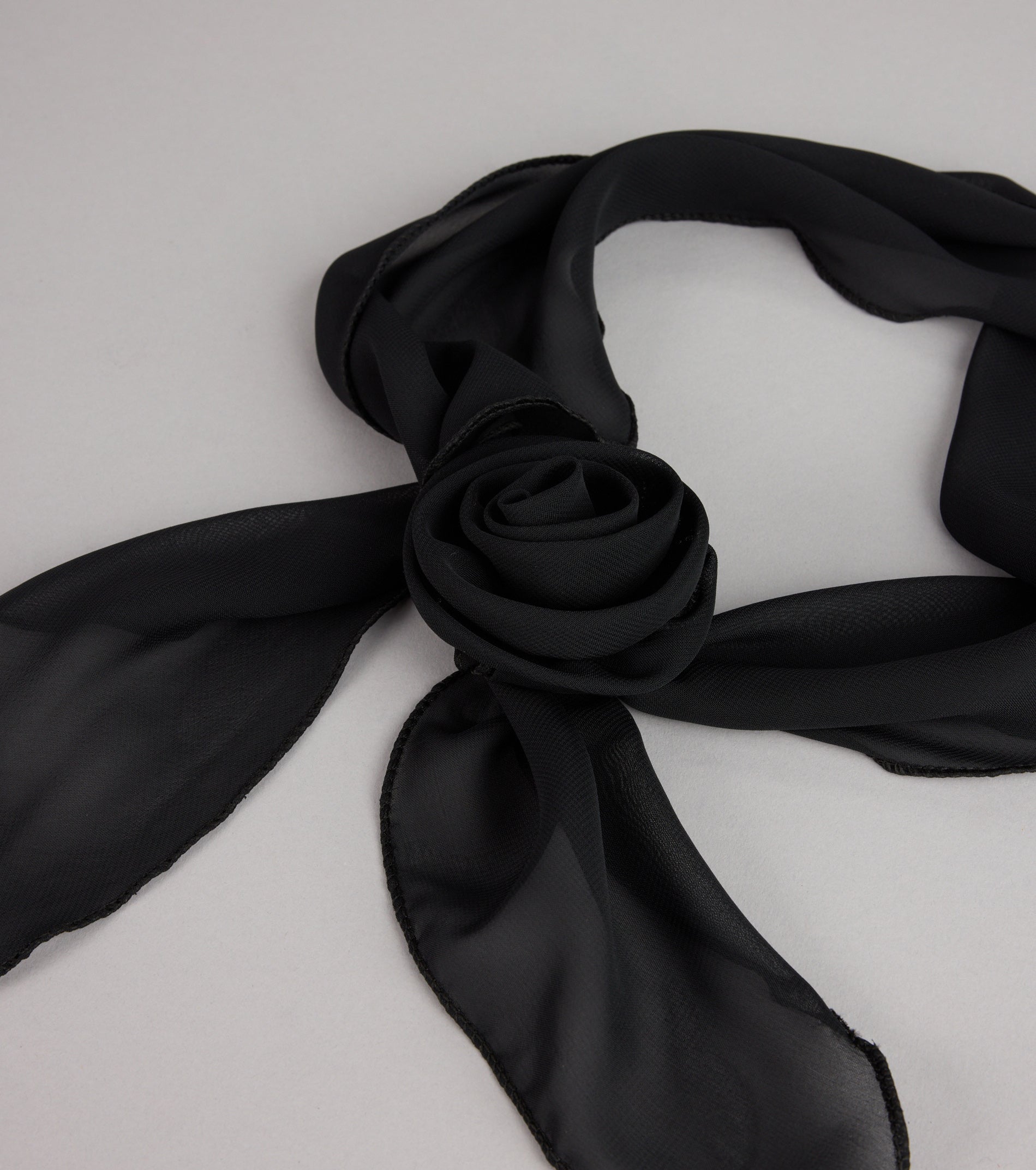 Rosette Charm Chiffon Skinny Scarf