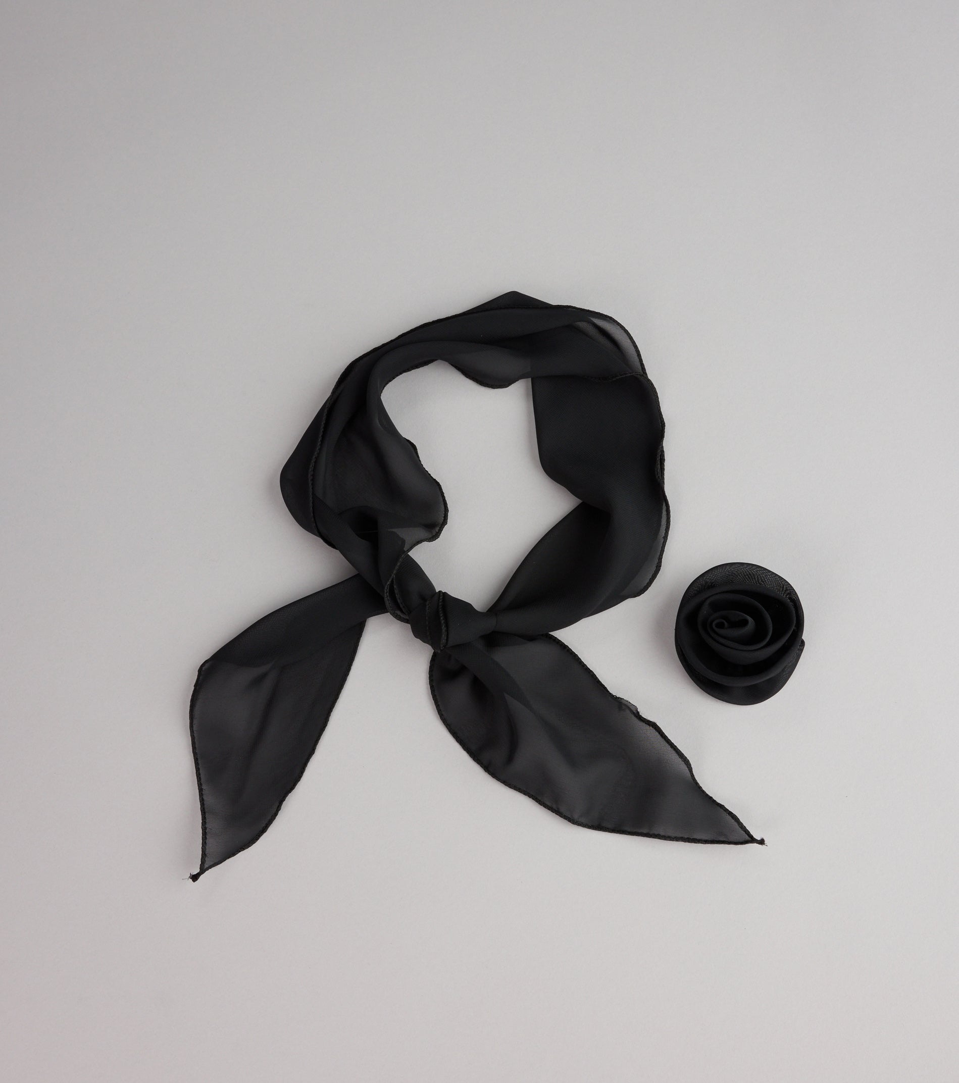 Rosette Charm Chiffon Skinny Scarf