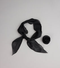 Rosette Charm Chiffon Skinny Scarf
