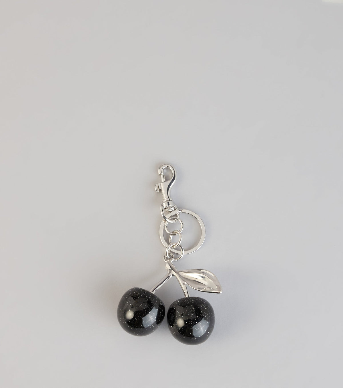 Noir Glitter Cherry Keychain