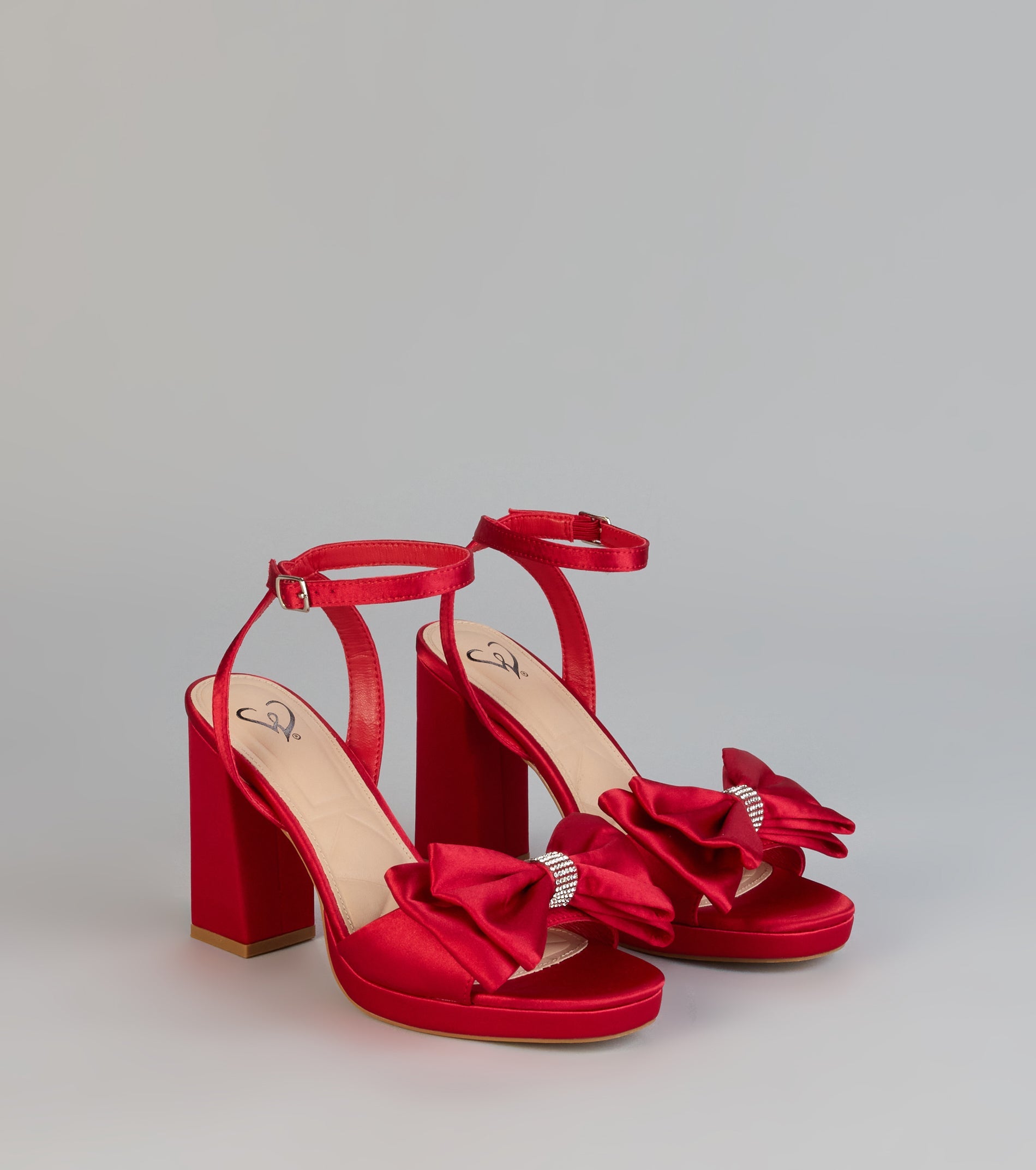 RSVP Luxe Rhinestone Bow Satin Heels