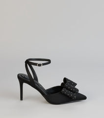 Glam Agenda Rhinestone Bow Pumps
