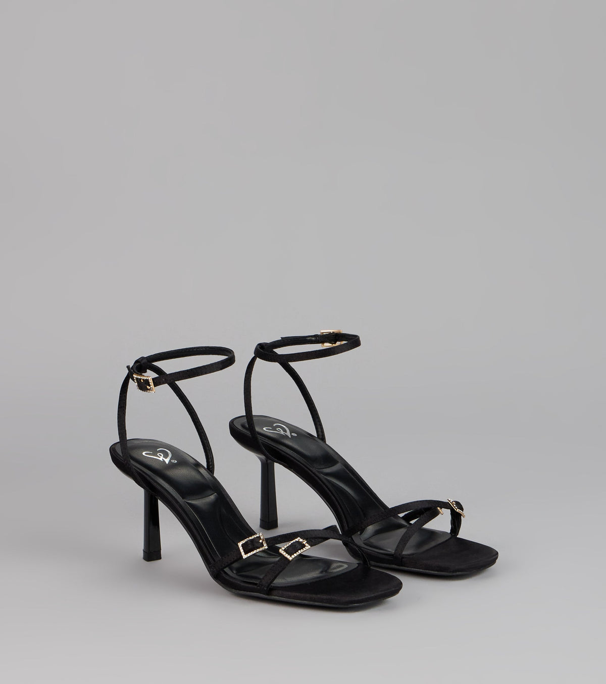 Midnight Muse Satin Buckle Heels
