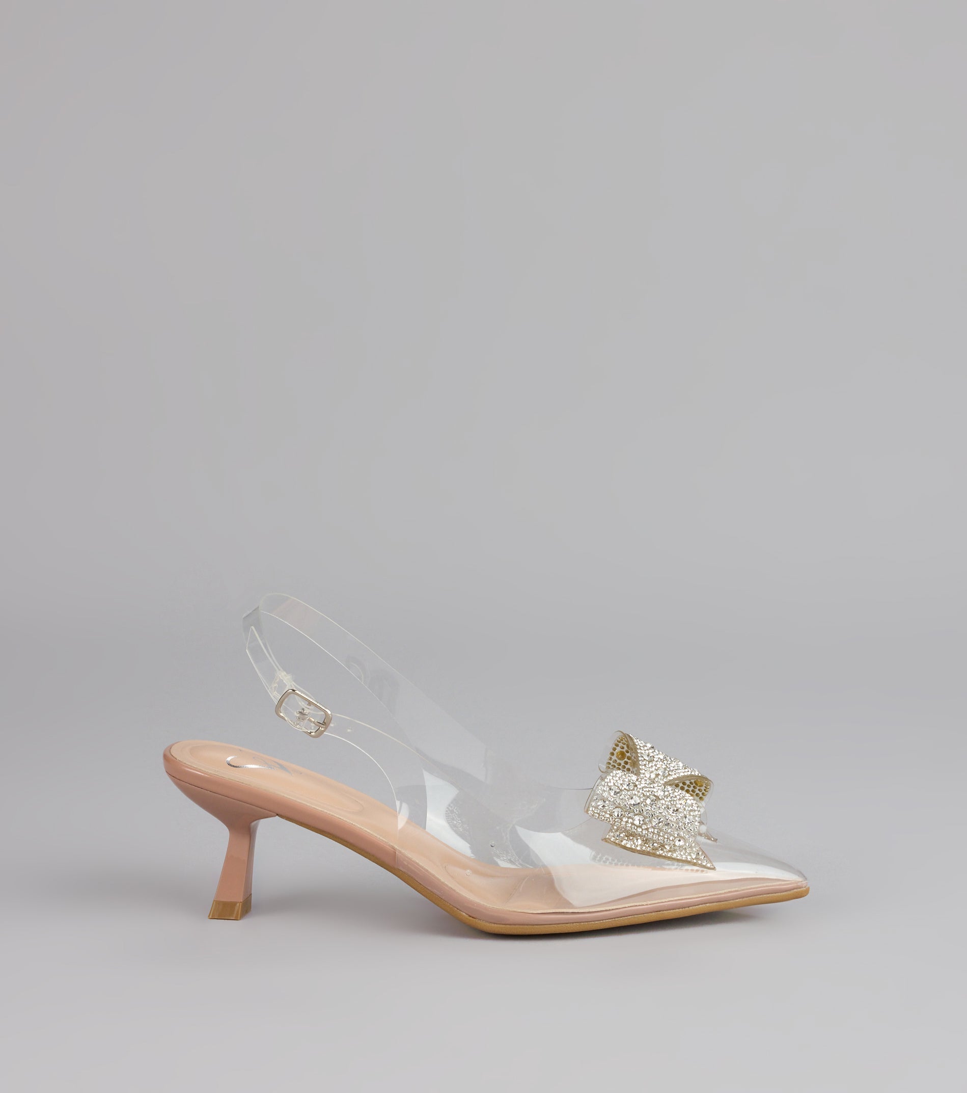Pretty Precision Rhinestone Bow Slingback Mules