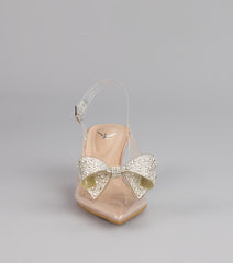 Pretty Precision Rhinestone Bow Slingback Mules