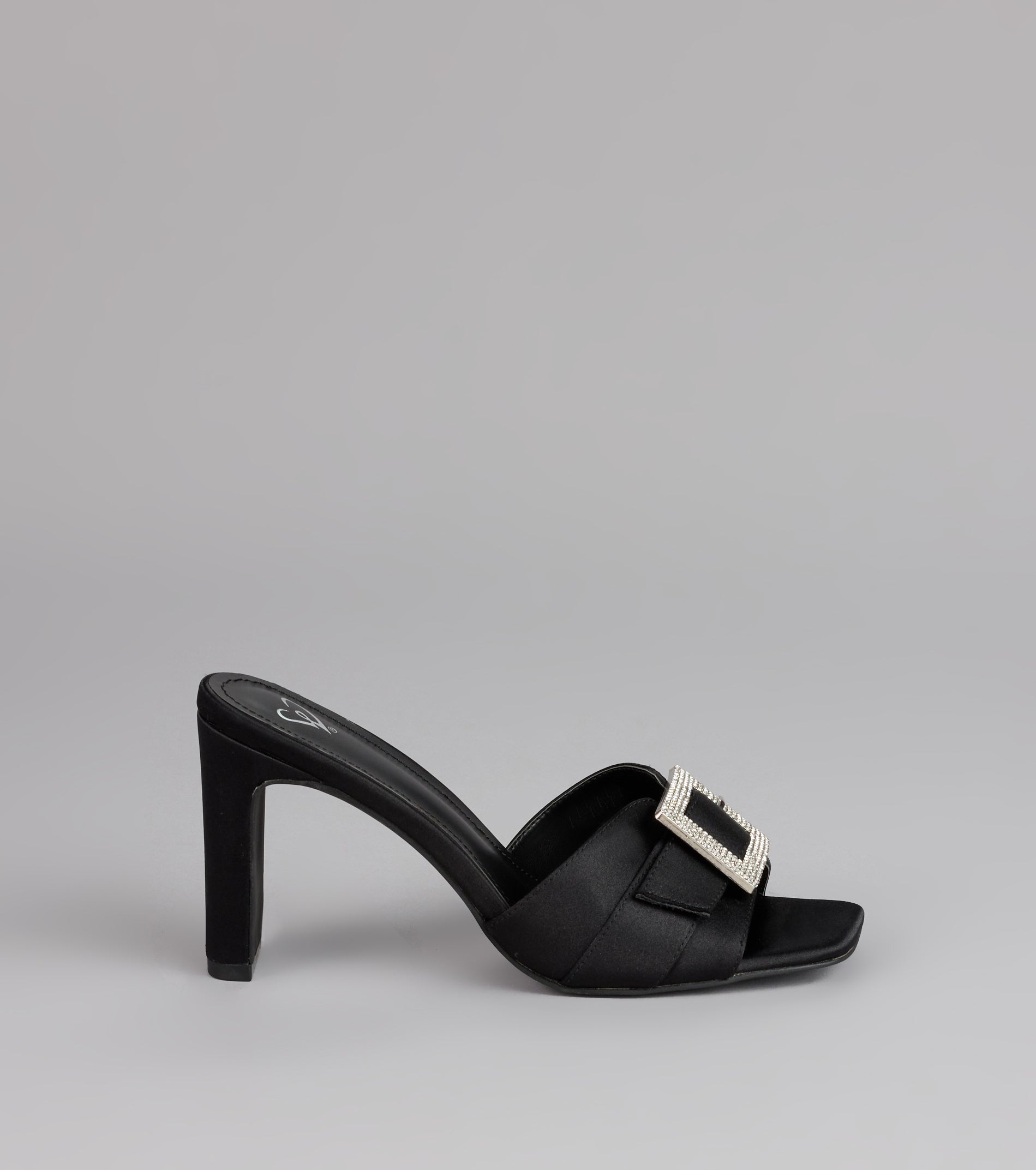 Glam Steps Rhinestone Buckle Strap Mules