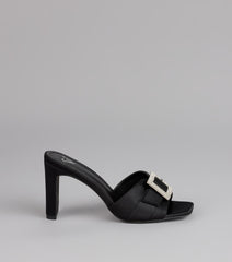 Glam Steps Rhinestone Buckle Strap Mules