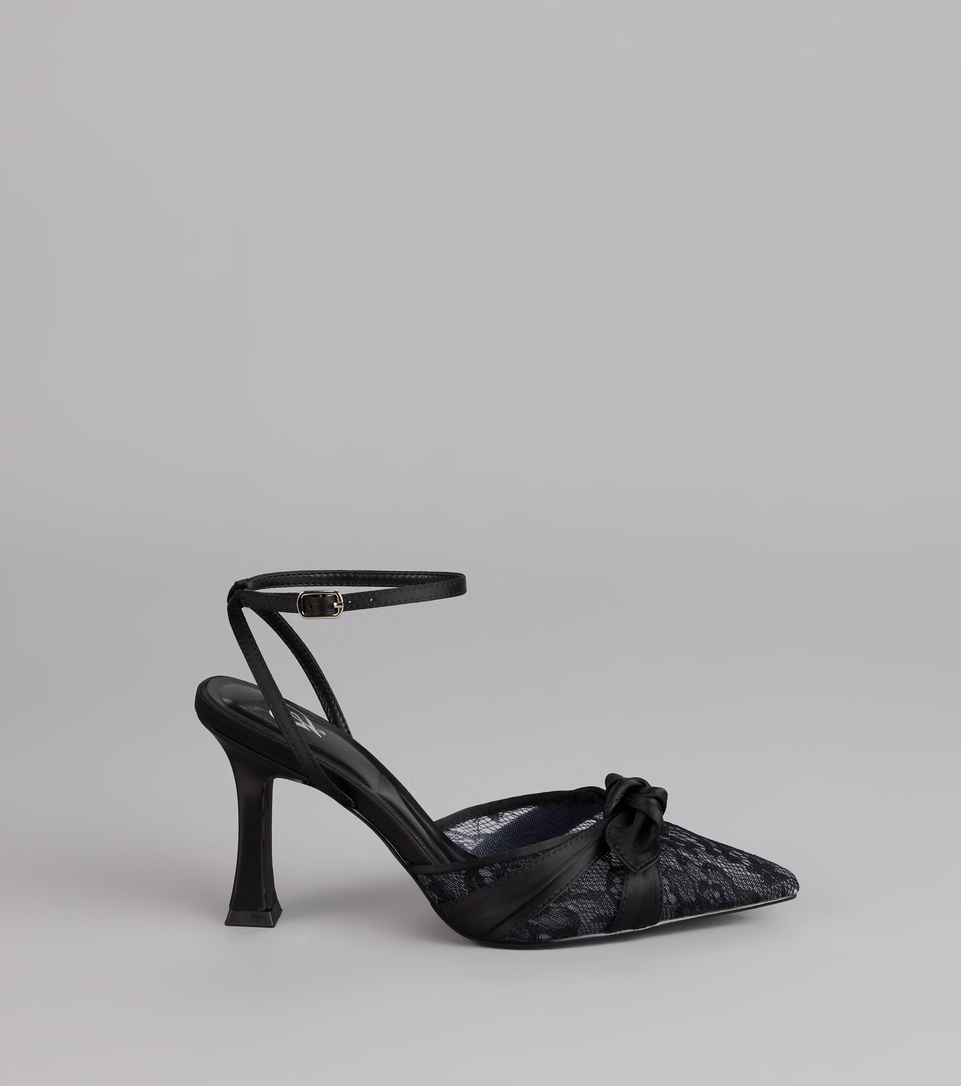 Noir Charm Lace Bow Heels