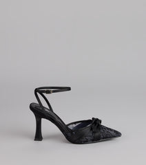 Noir Charm Lace Bow Heels
