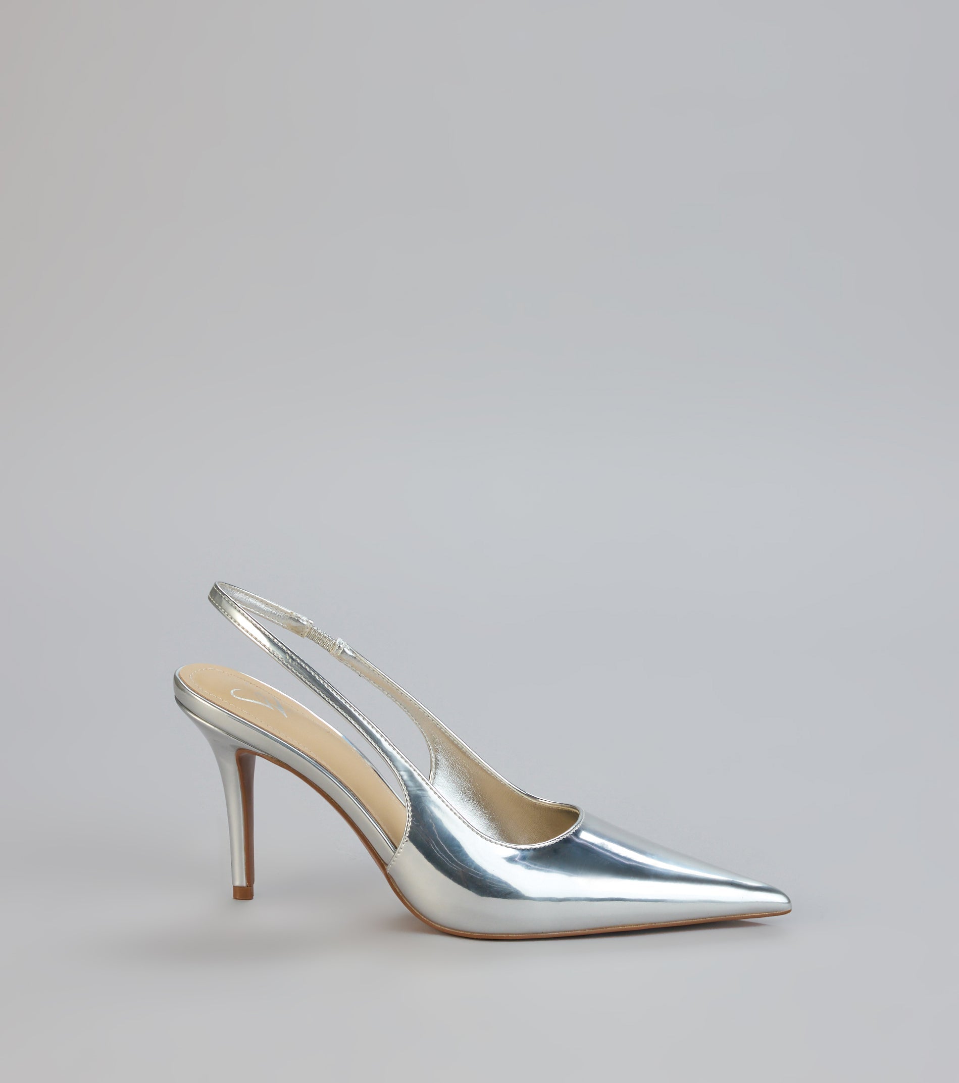Mirror Finish Metallic Slingback Pumps