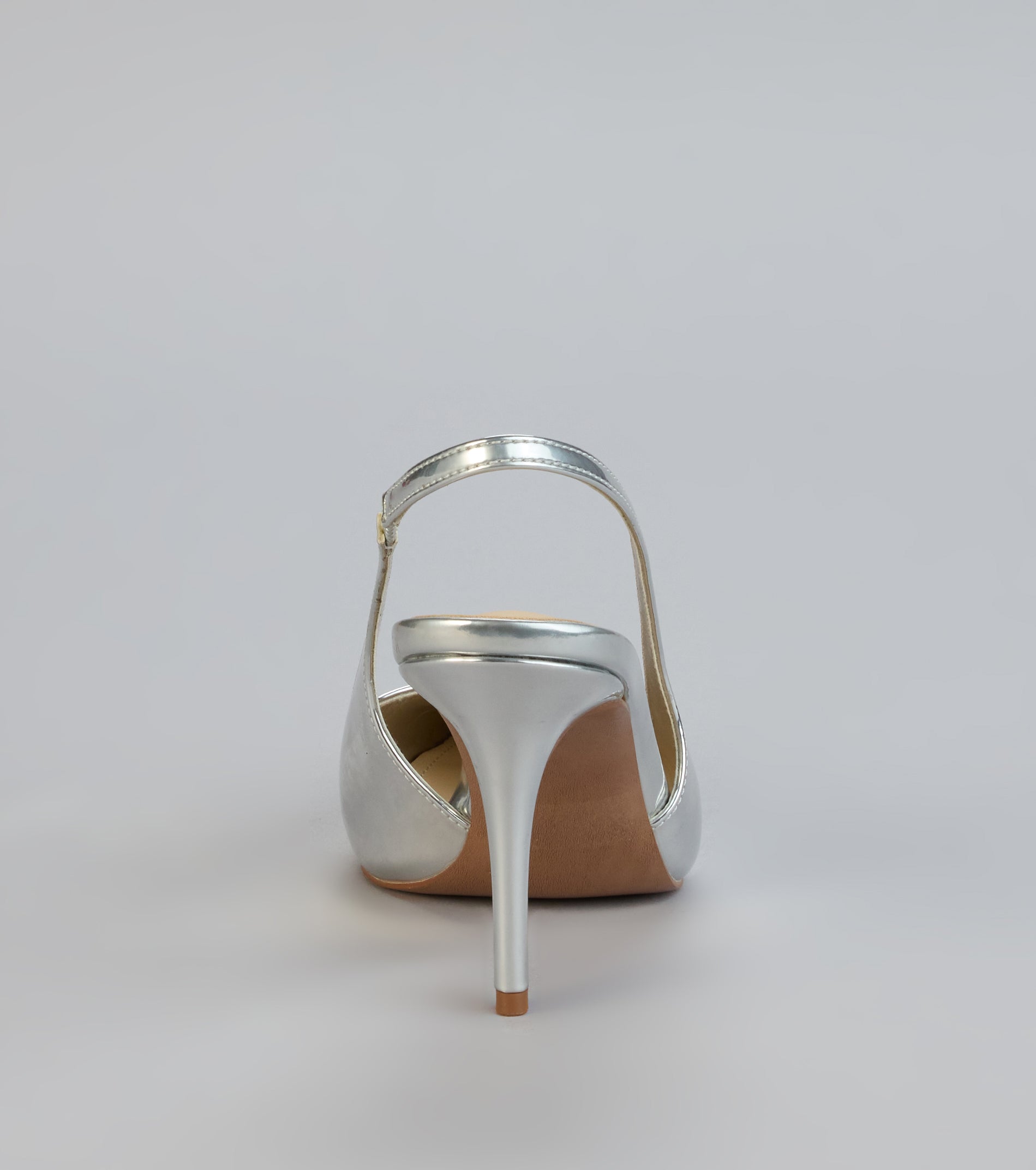 Mirror Finish Metallic Slingback Pumps