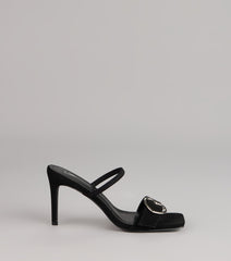 Love At First Step Heart Buckle Stiletto Mules