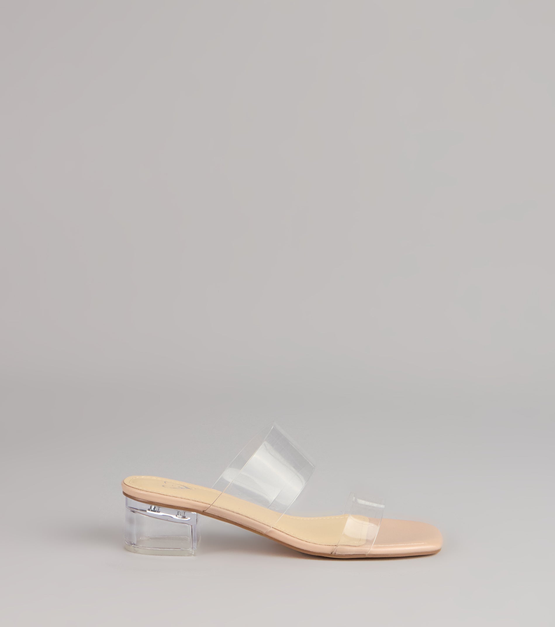 Barely There Plans Clear Strap Block Heels