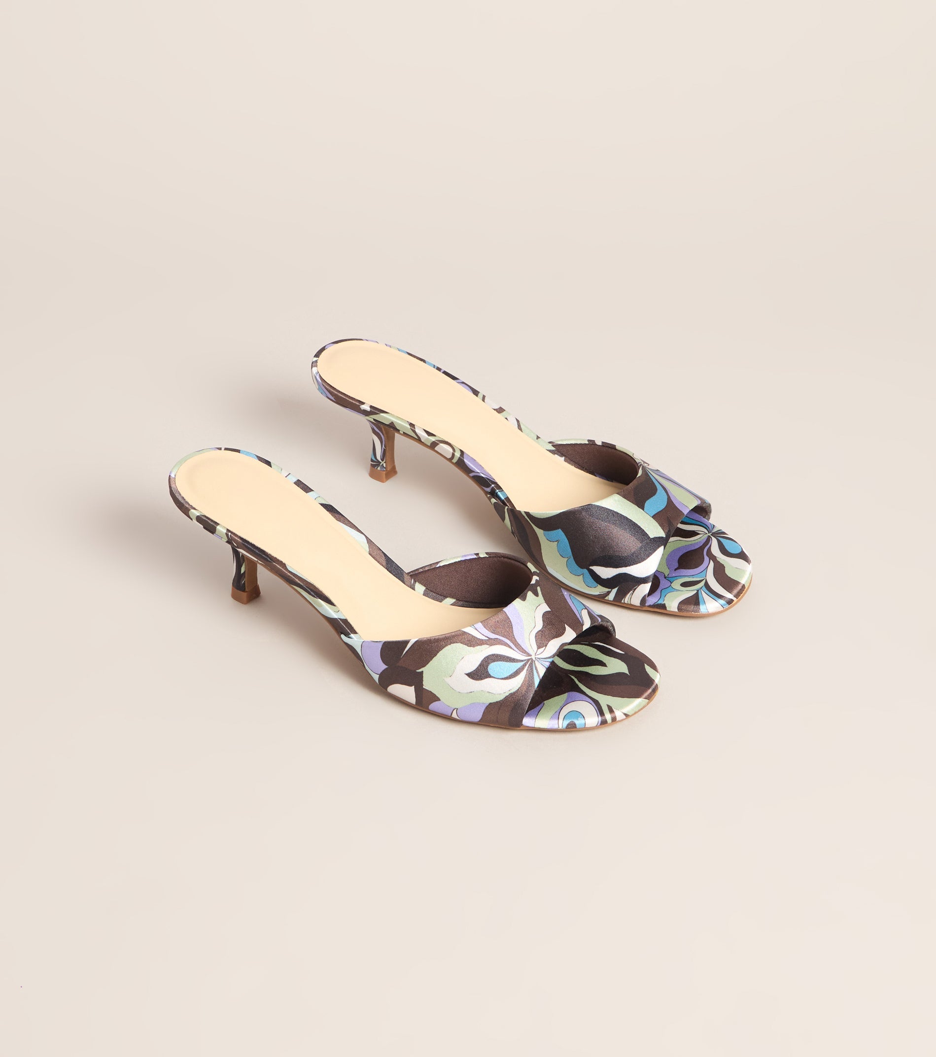 Retro Replay Printed Kitten Mules