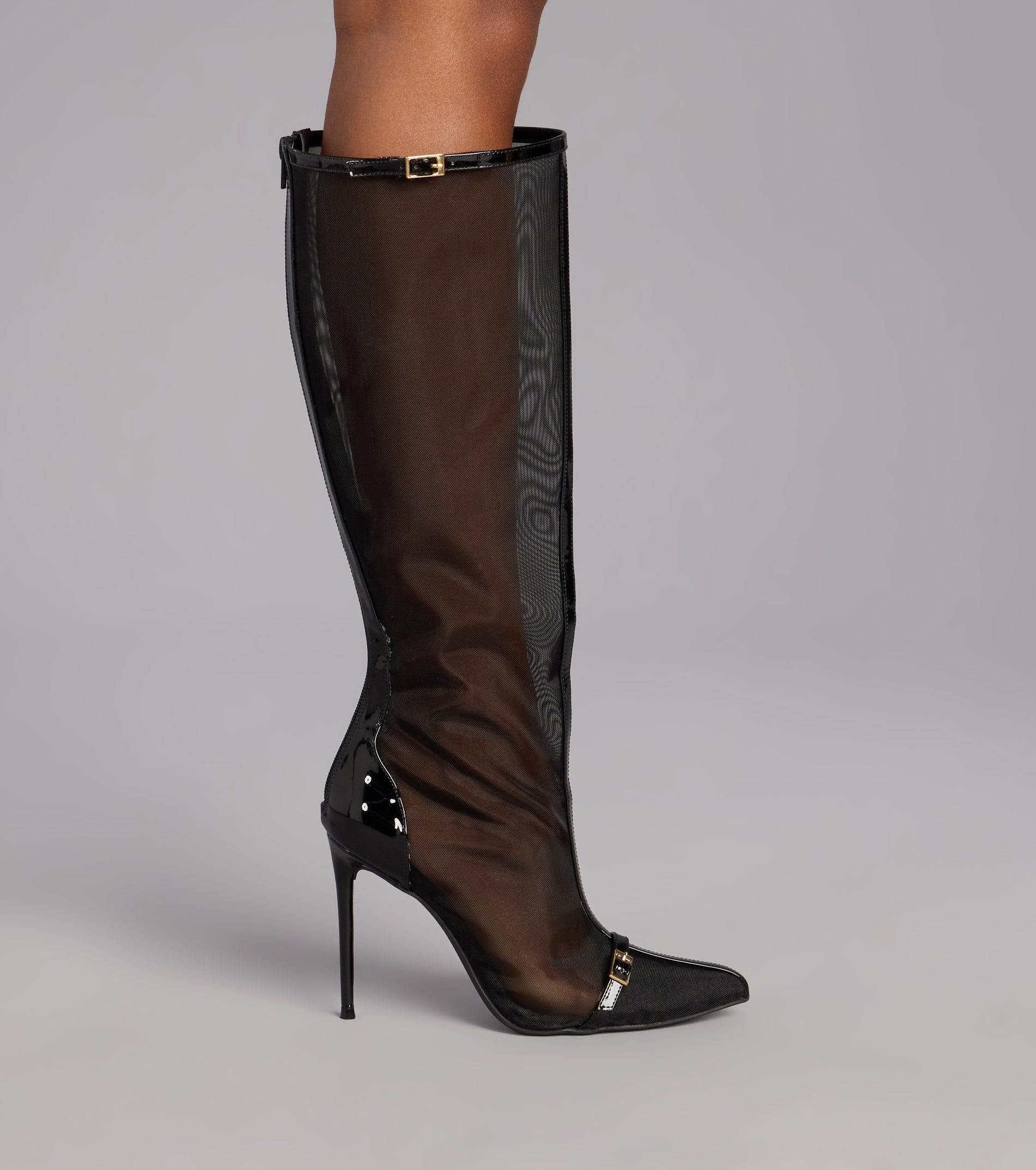 Bold Statement Mesh Under-The-Knee Boots