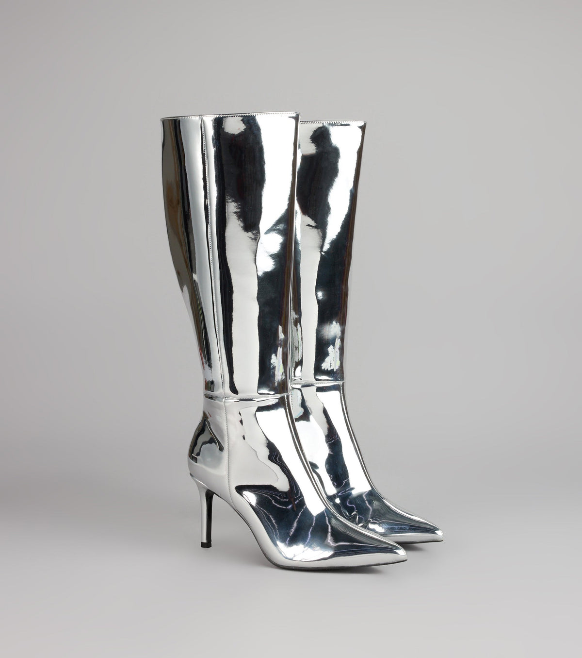 Galaxy Girl Mirror Metallic Knee Boots