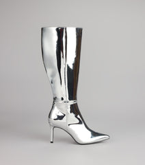 Galaxy Girl Mirror Metallic Knee Boots