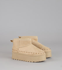 Frost Mode Microsuede Stud Platform Booties