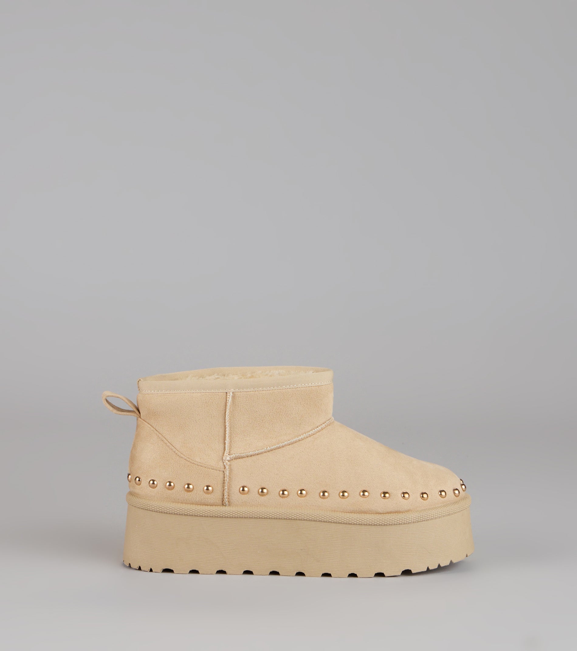 Frost Mode Microsuede Stud Platform Booties